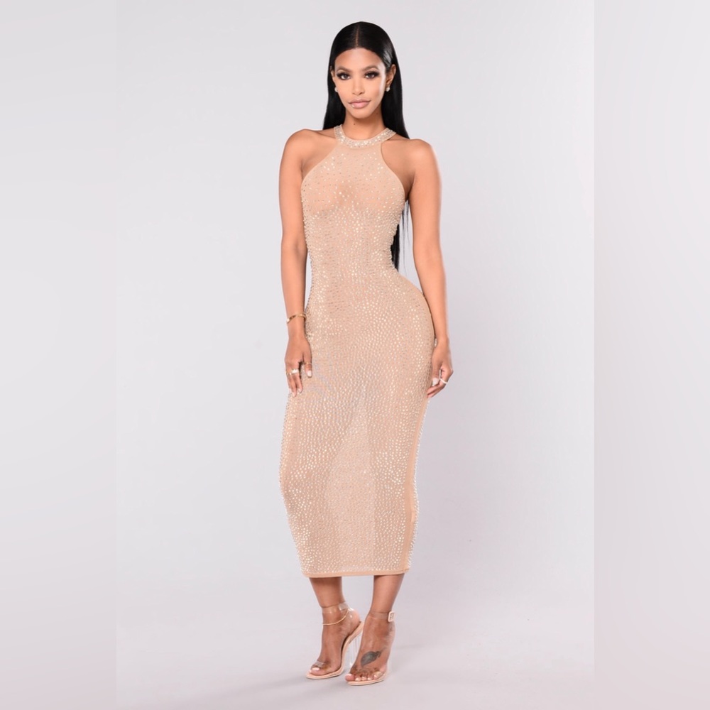 Fashion Nova Rhinestone Glo Up Dress
